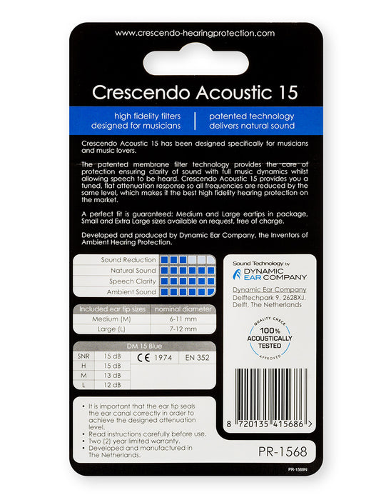 Crescendo PRO Acoustic 15 - Musician Earplugs